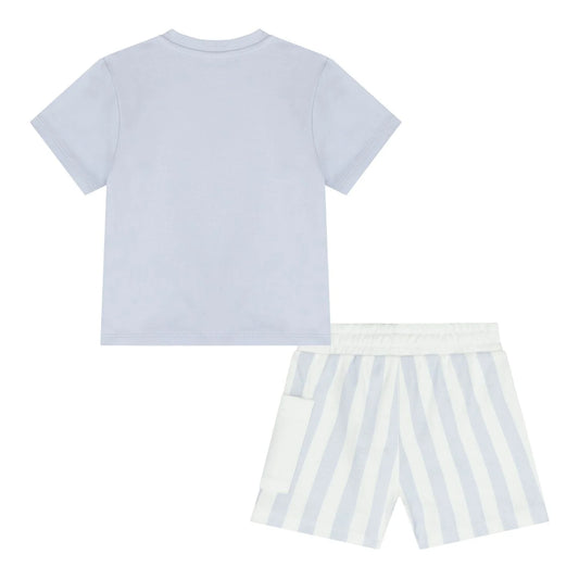 BOSS Baby Boys Baby Blue & White Logo Shorts Set