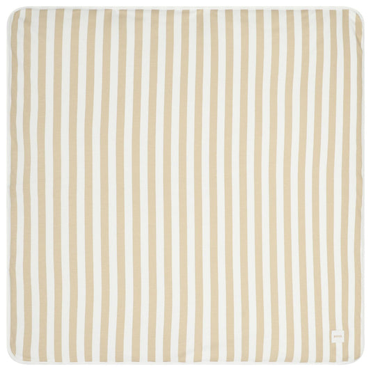 BOSS White & Beige Striped Logo Baby Blanket