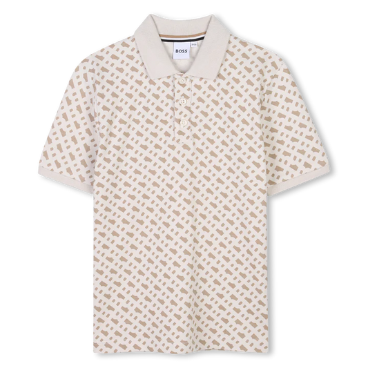 BOSS Boys Beige Logo Polo Shirt