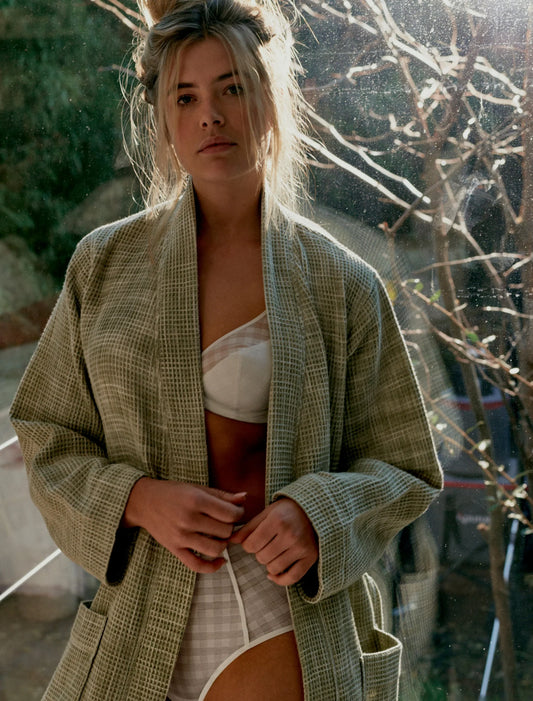 VANDYCK WOMEN EVELYN waffled bathrobe Light Olive