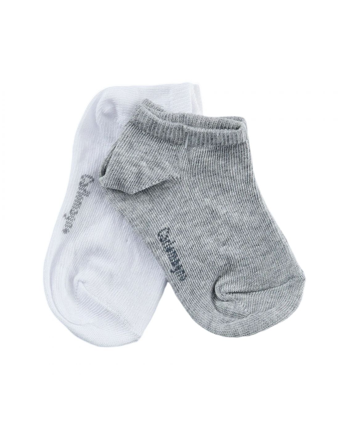CARLOMAGNO Unisex Pack 2 Pairs Mini Plain Cotton - Grey/White