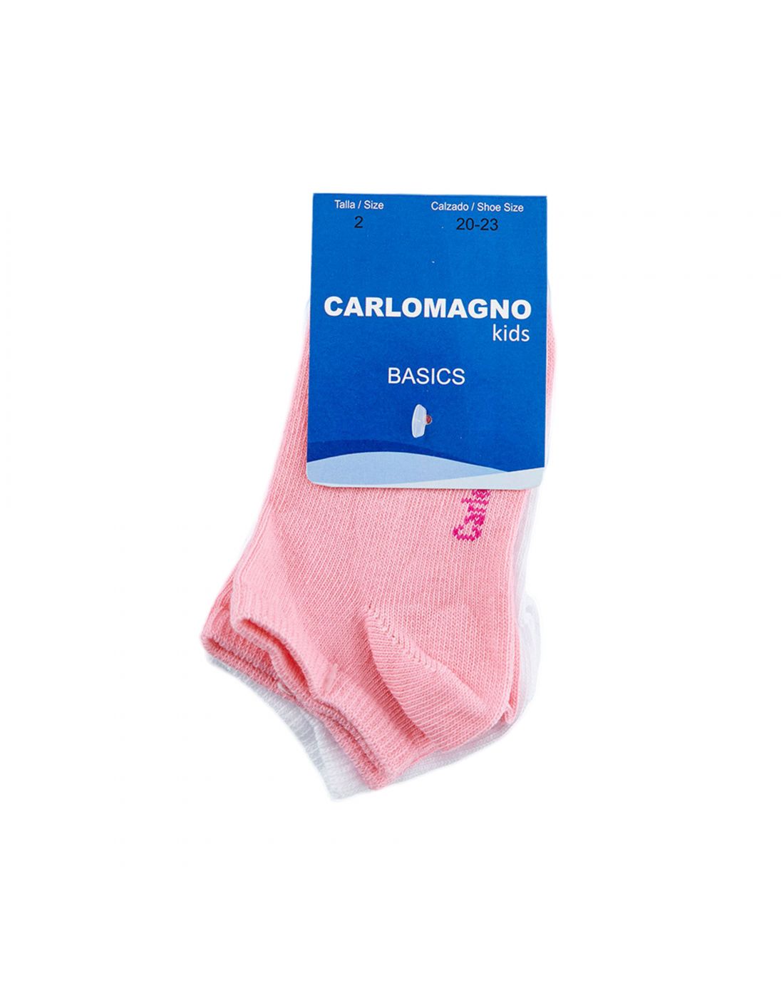 CARLOMAGNO Girls Pack 2 Pairs Mini Plain Cotton - Pink/White