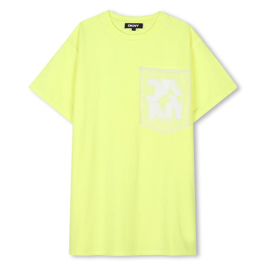 DKNY Girls Short Sleeved Lime Green T-Shirt Dress