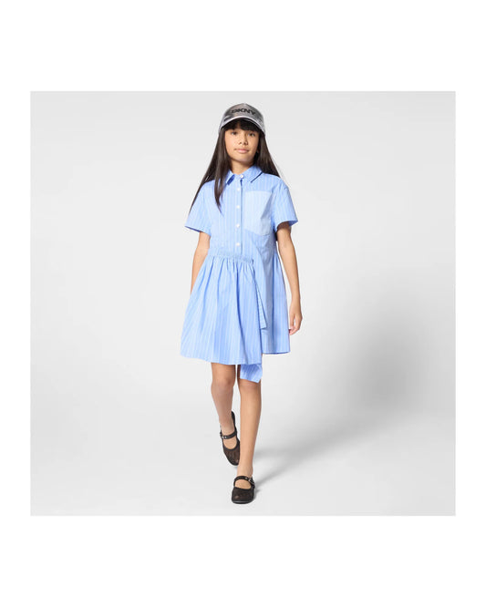DKNY Girls Blue Diamante Logo Shirt Dress