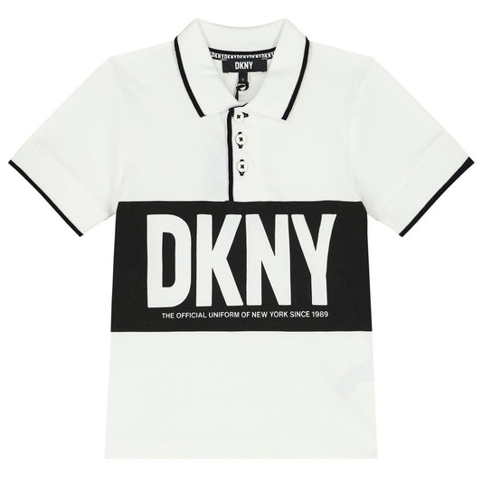 DKNY Boys White & Black Polo Shirt