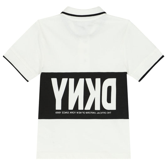 DKNY Boys White & Black Polo Shirt