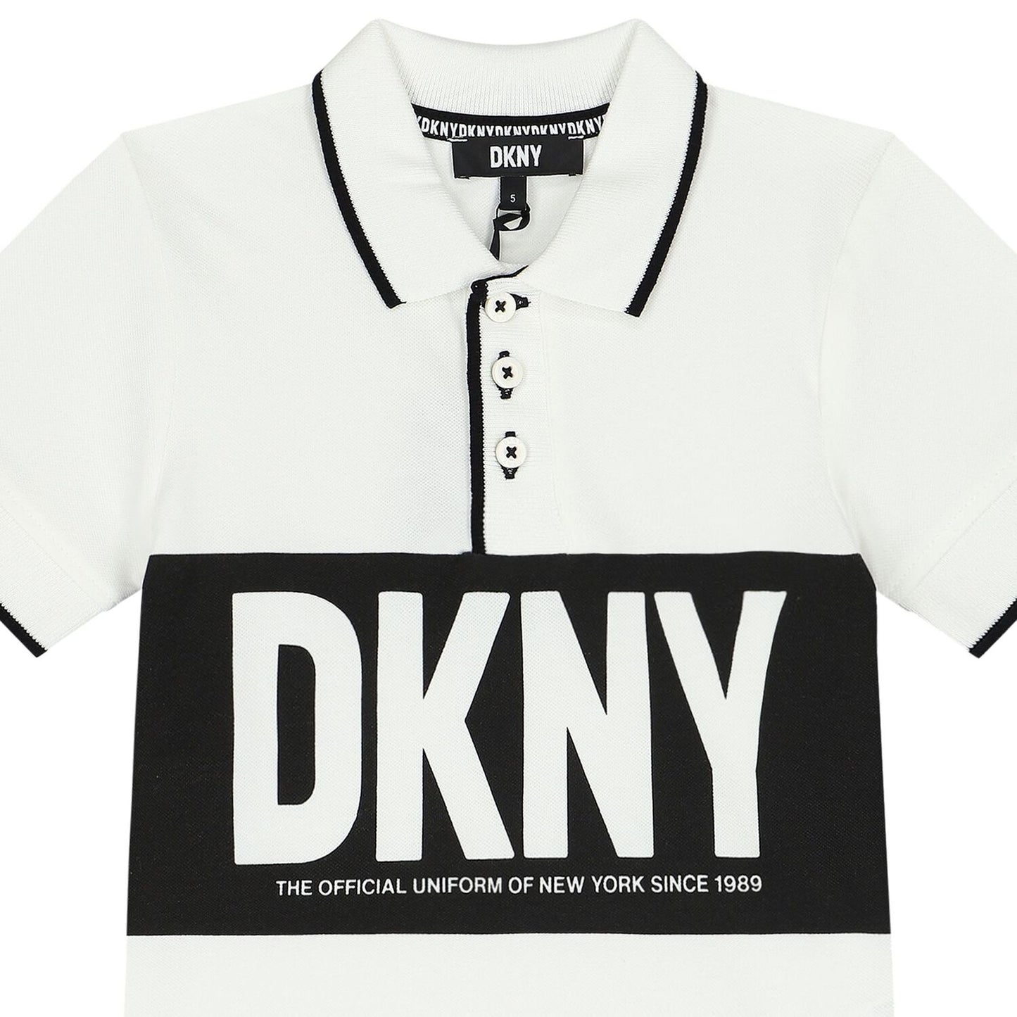 DKNY Boys White & Black Polo Shirt