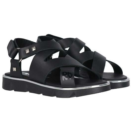 DKNY Girls Black Logo Sandals
