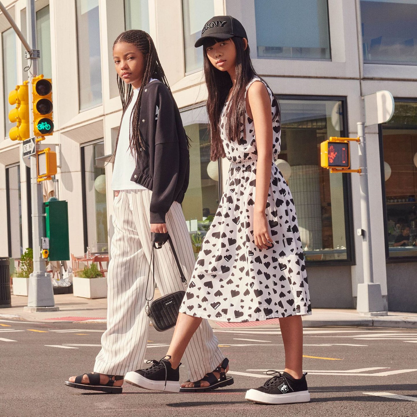 DKNY Girls Black Logo Sandals