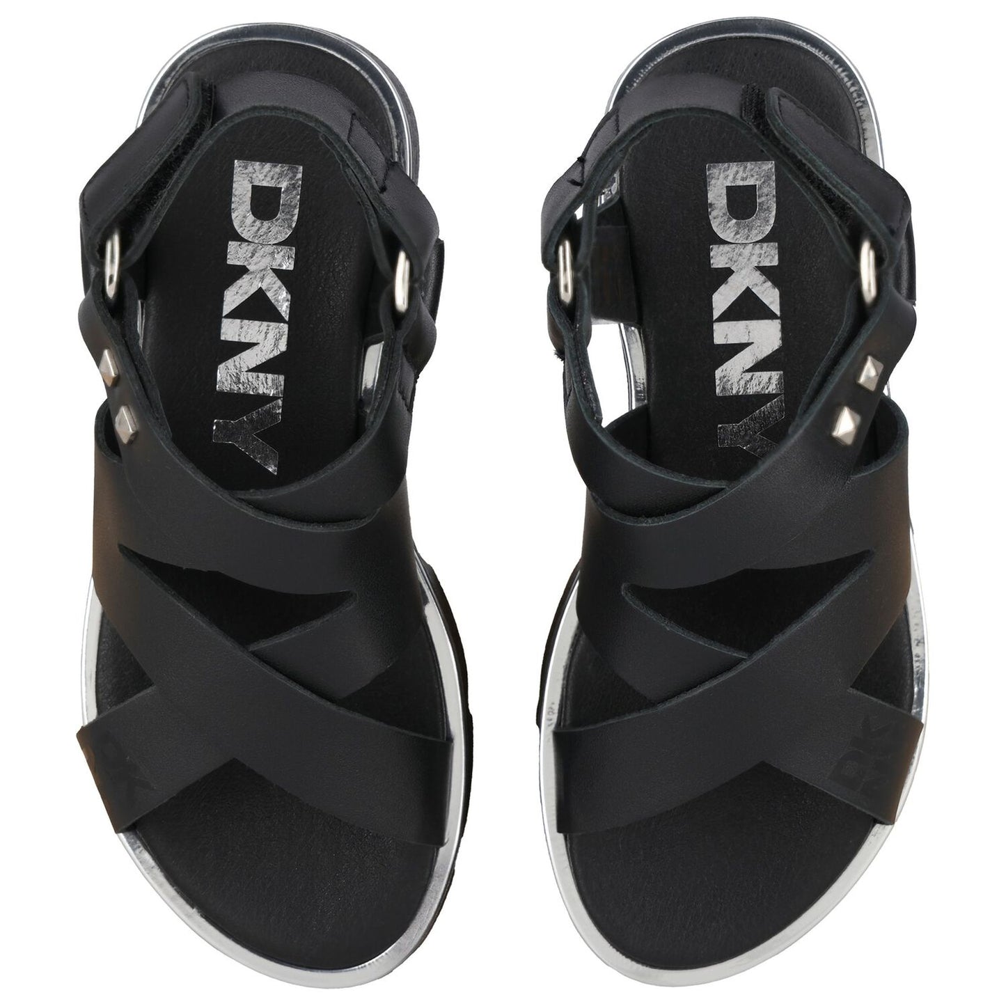 DKNY Girls Black Logo Sandals