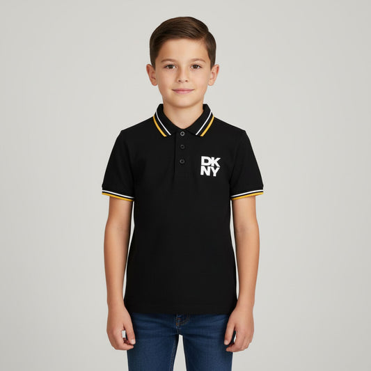 DKNY D62411/09B Boys Black Logo Polo Shirt