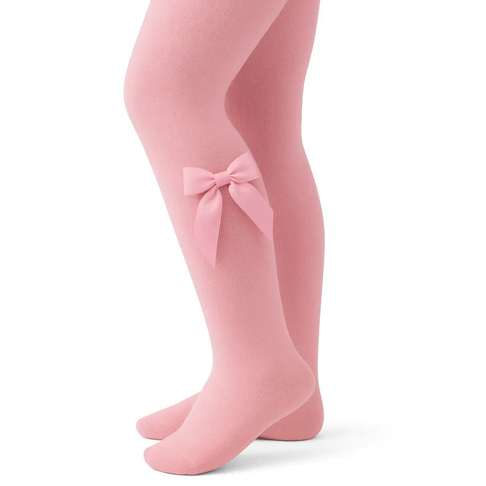 CARLOMAGNO UKSAT Girls Dusky Pink Ribbon Bow Tights