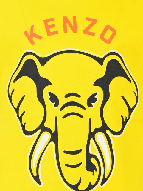 KENZO KIDS Boys Yellow Elephant Logo T-Shirt