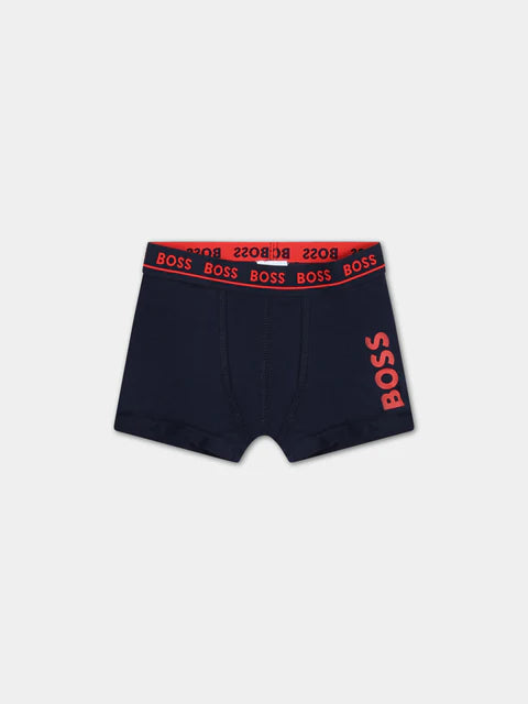 BOSS Boys Red & Navy Boxers (Pack of 2)