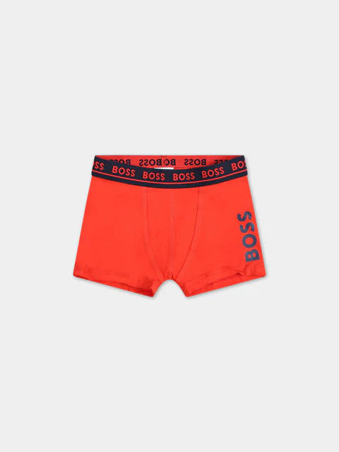 BOSS Boys Red & Navy Boxers (Pack of 2)