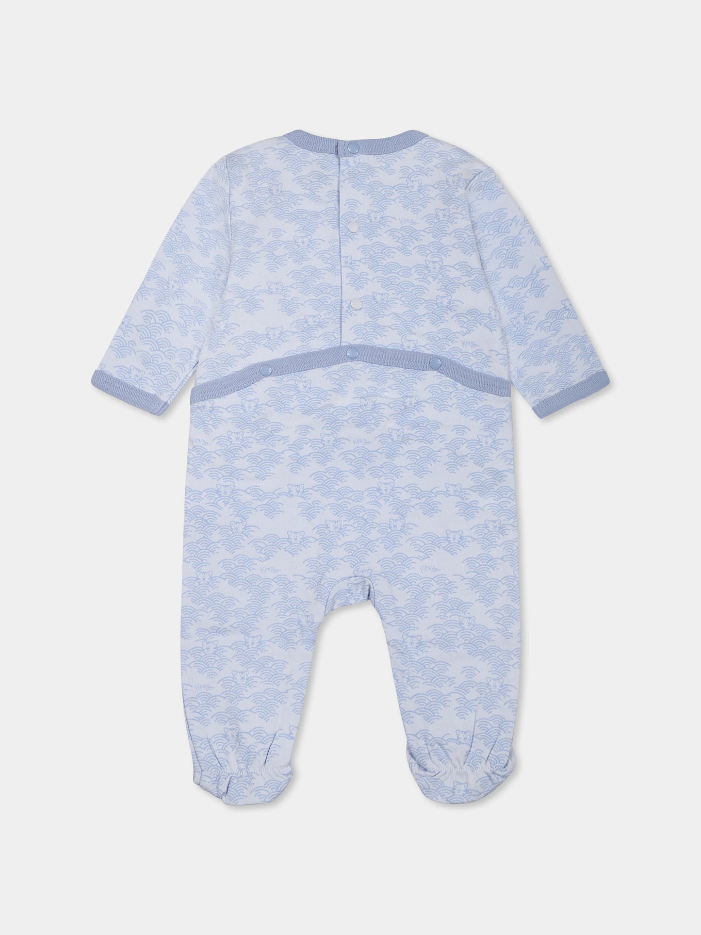 KENZO KIDS Light Blue Babygrow for Baby Boy with Tiger Print