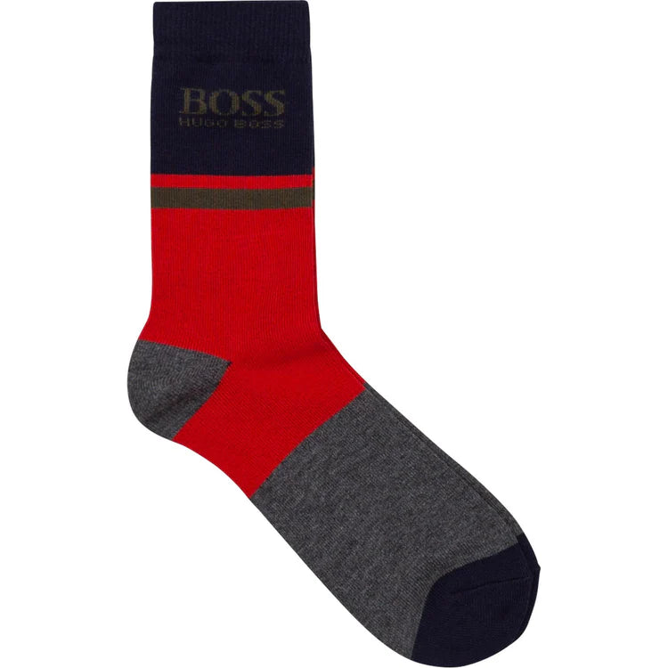 BOSS Boys Red & Grey Logo Socks ( 2-Pack )