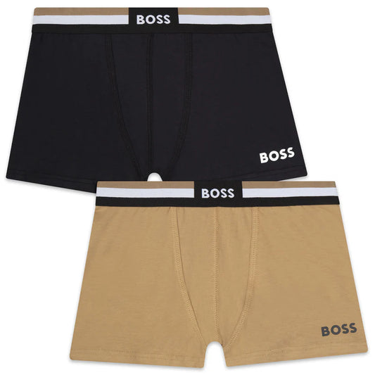 BOSS Boys Brown & Navy Boxers (Pack of 2)