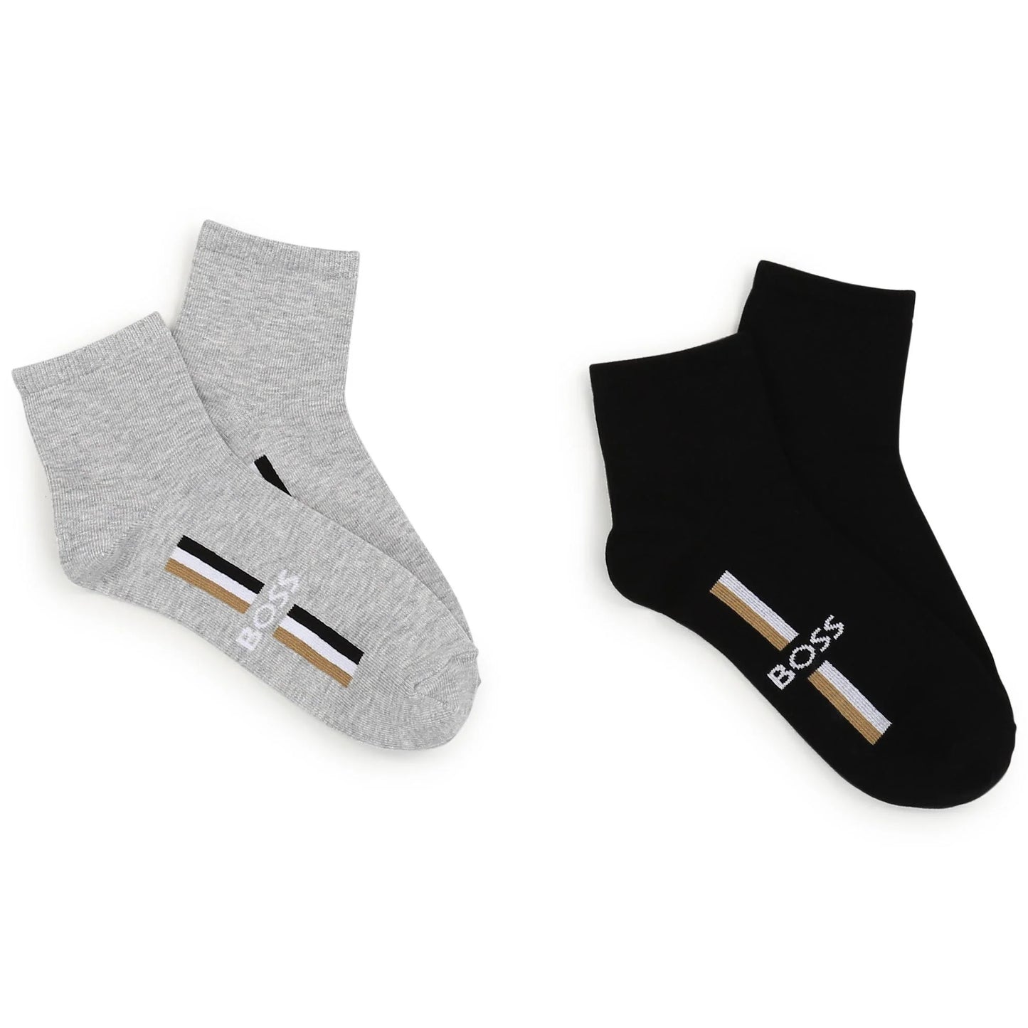 BOSS Boys Black / Grey Logo Socks 2 - Pack