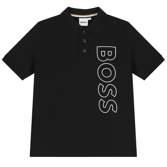 BOSS Boys Black Logo Polo Shirt