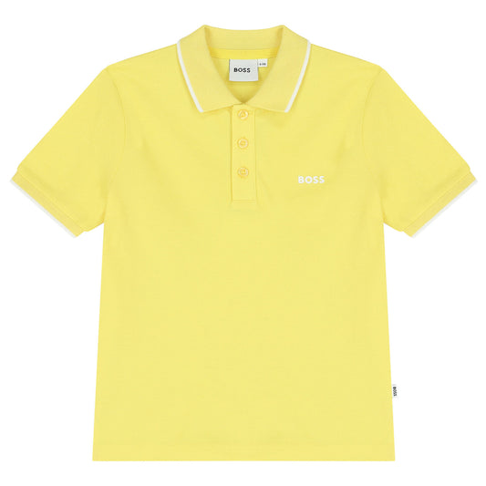 BOSS Boys Yellow Logo Polo Shirt