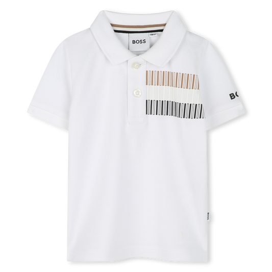 BOSS Younger Boys White Logo Polo T-Shirt