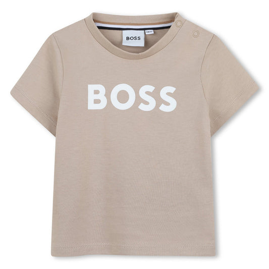 BOSS Younger Boys Beige Logo T-Shirt