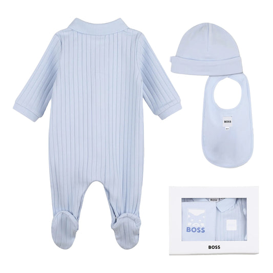 BOSS Baby Boys Baby Blue Logo Polo Babygrow Gift Set