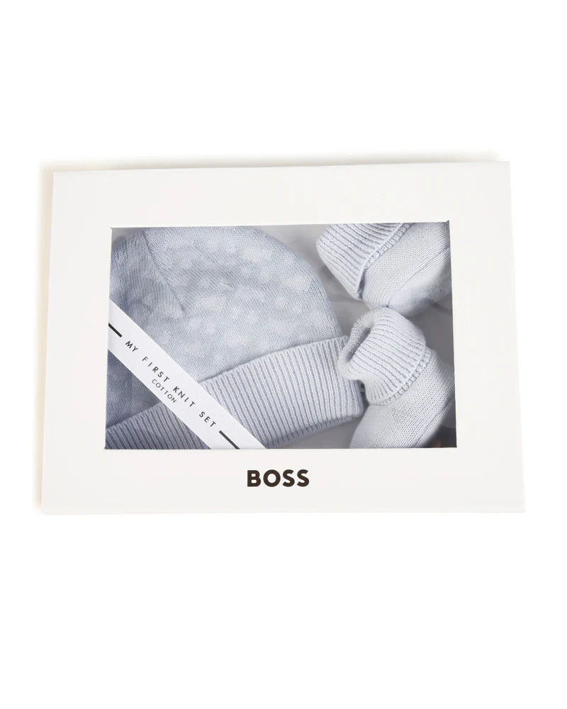 BOSS Baby Boys Blue Knit Hat & Slipper Set