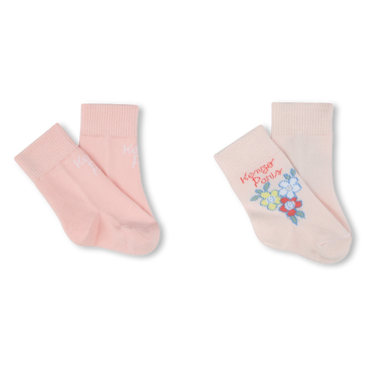 KENZO KIDS Girls 2 pairs of Pink Logo Socks