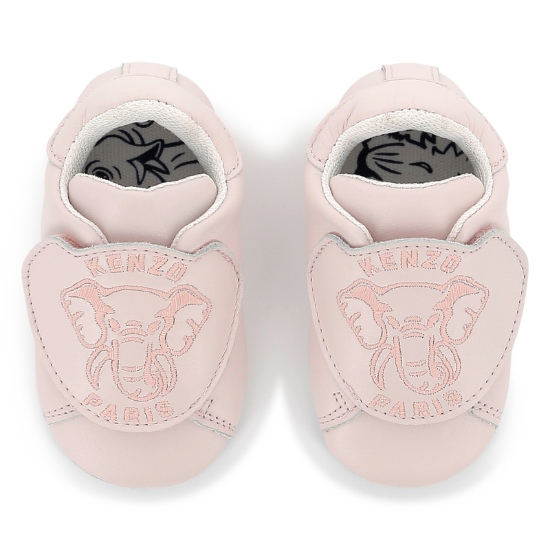 KENZO KIDS Girls Pink Leather Velcro Slippers