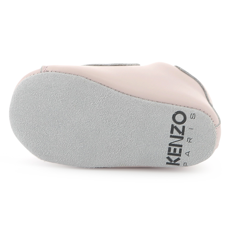KENZO KIDS Girls Pink Leather Velcro Slippers