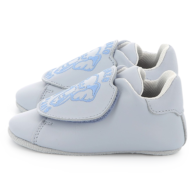 KENZO KIDS Boys Blue Leather Velcro Slippers