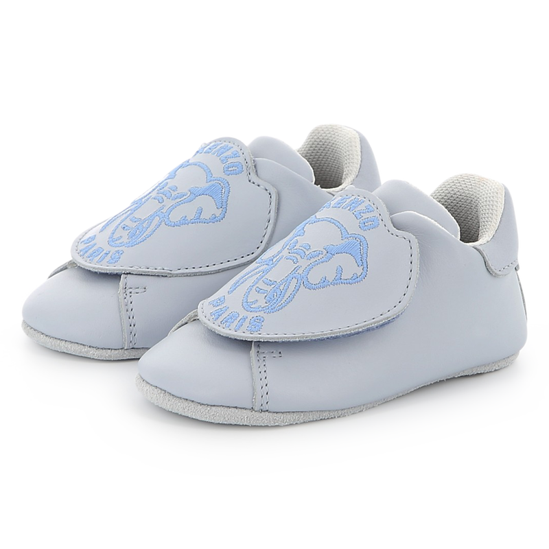 KENZO KIDS Boys Blue Leather Velcro Slippers