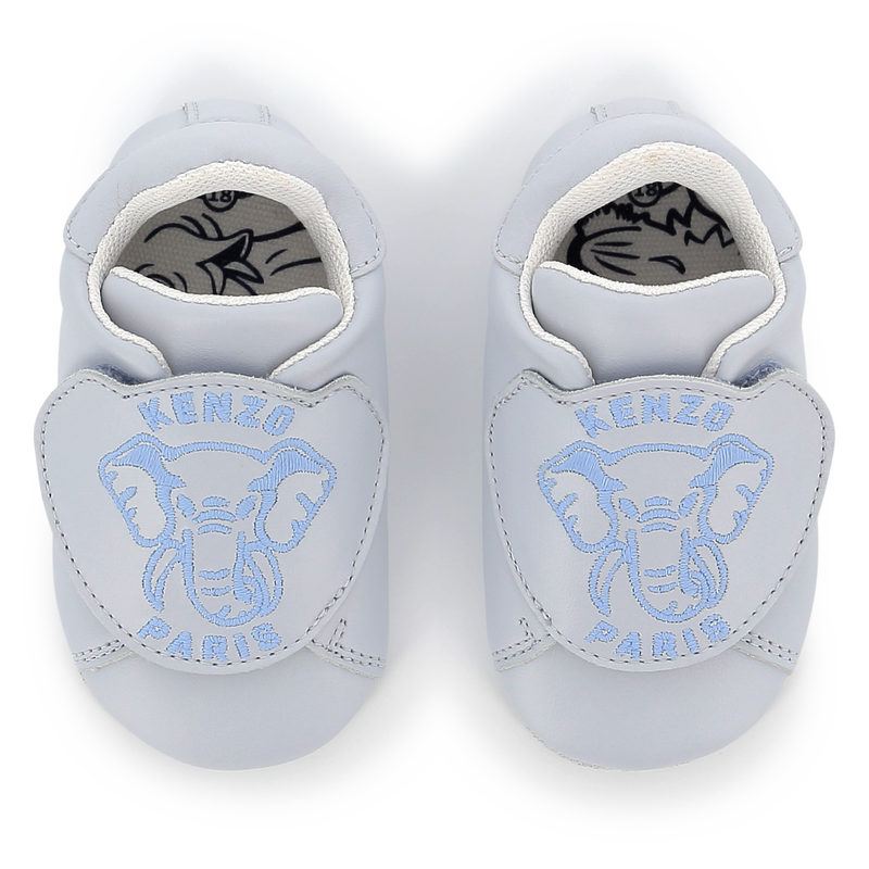 KENZO KIDS Boys Blue Leather Velcro Slippers