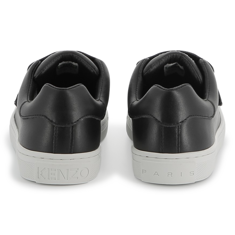 KENZO KIDS Unisex Black Leather Hook & Loop Trainers
