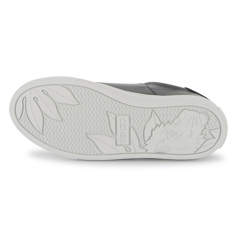 KENZO KIDS Unisex Black Leather Hook & Loop Trainers
