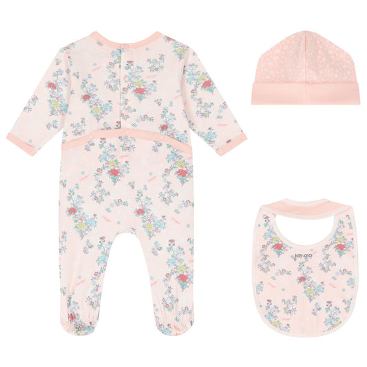 KENZO KIDS Baby Girls Pink Floral Babygrow Gift Set