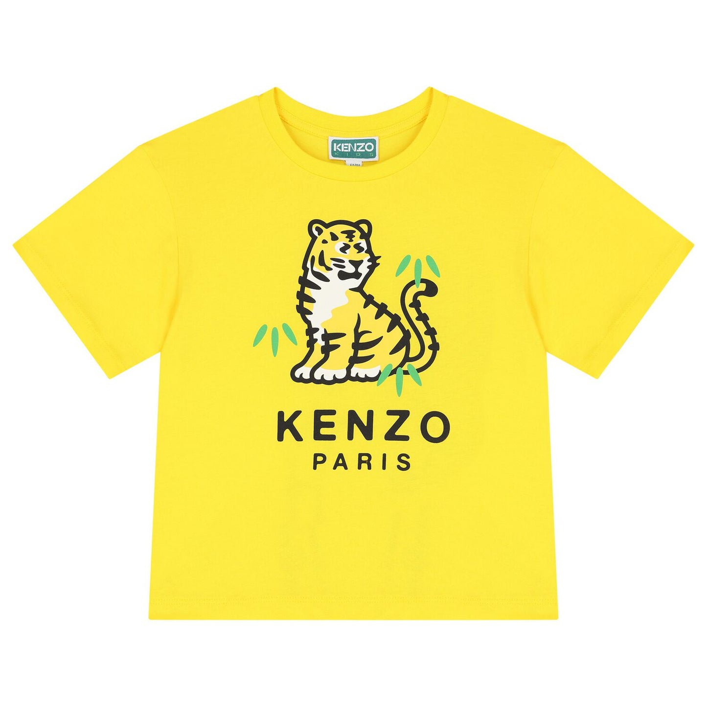 KENZO KIDS Girls Yellow Tiger Logo T-Shirt