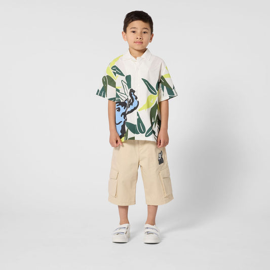KENZO KIDS Boys Beige Elephant Logo Shorts