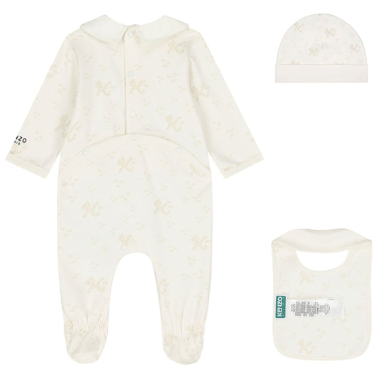 KENZO KIDS Ivory Tiger Logo Babygrow Gift Set