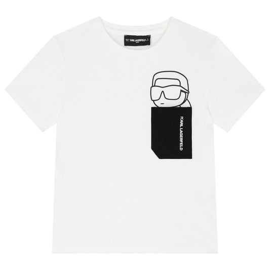KARL LAGERFELD Boys White Logo T-Shirt