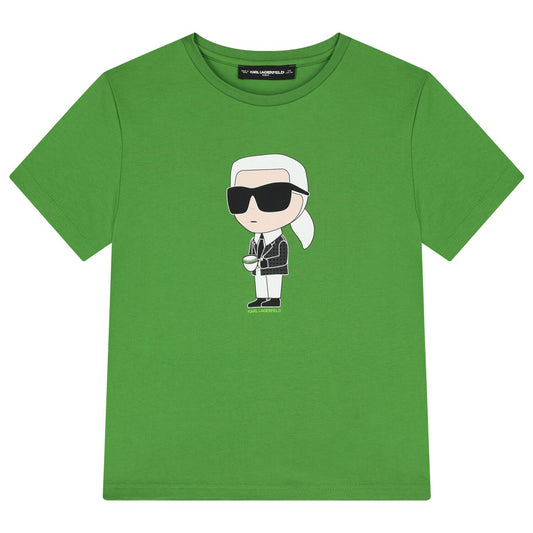 KARL LAGERFELD Boys Green Ikonik Logo T-Shirt