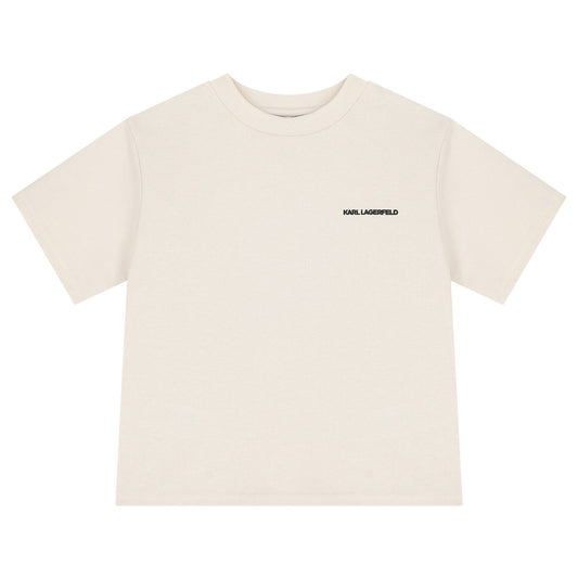 KARL LAGERFELD Boys Beige Logo T-Shirt