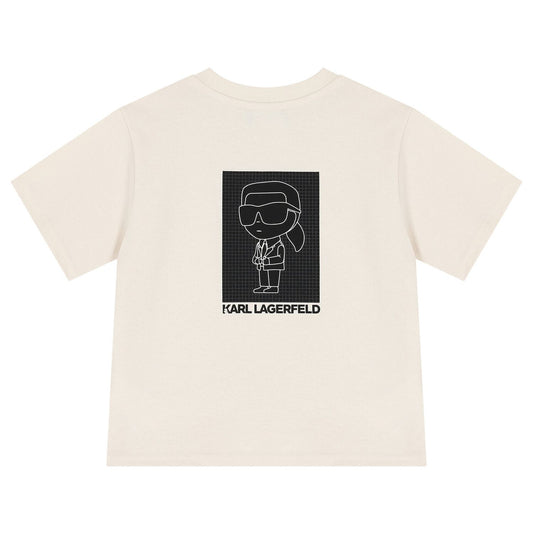 KARL LAGERFELD Boys Beige Logo T-Shirt