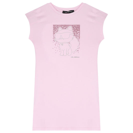 KARL LAGERFELD Girls Pink Ikonik Logo Dress