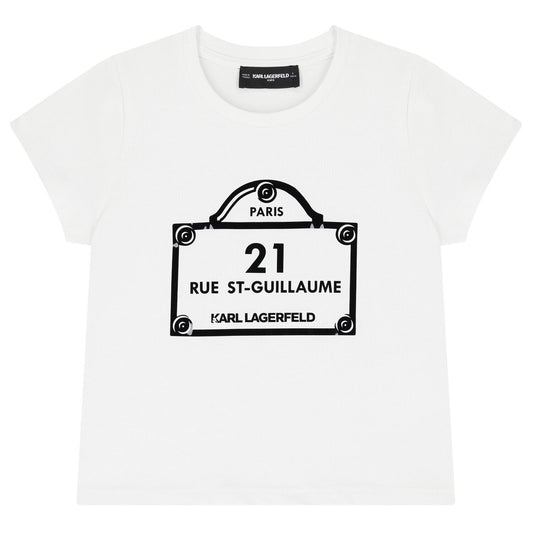 KARL LAGERFELD Girls White Logo T-Shirt