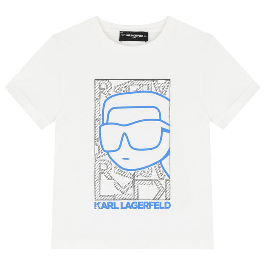 KARL LAGERFELD Boys White Ikonik Logo T-Shirt