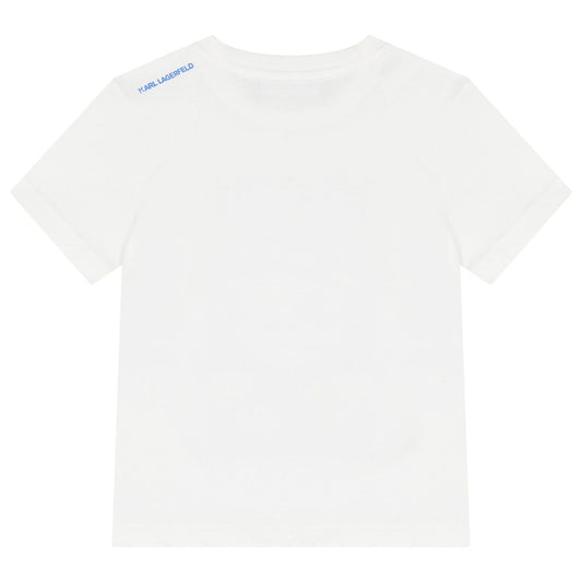 KARL LAGERFELD Boys White Ikonik Logo T-Shirt