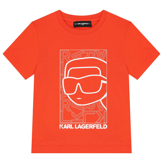 KARL LAGERFELD Boys Orange Ikonik Logo T-Shirt